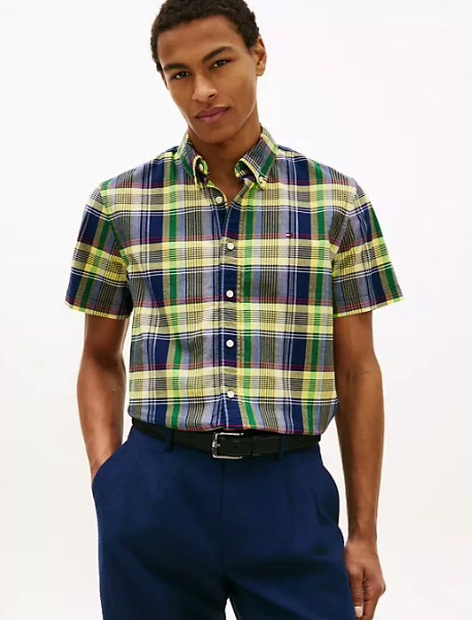 regular fit bold plaid oxford shirt