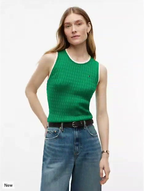 tipped cable knit sweater vest