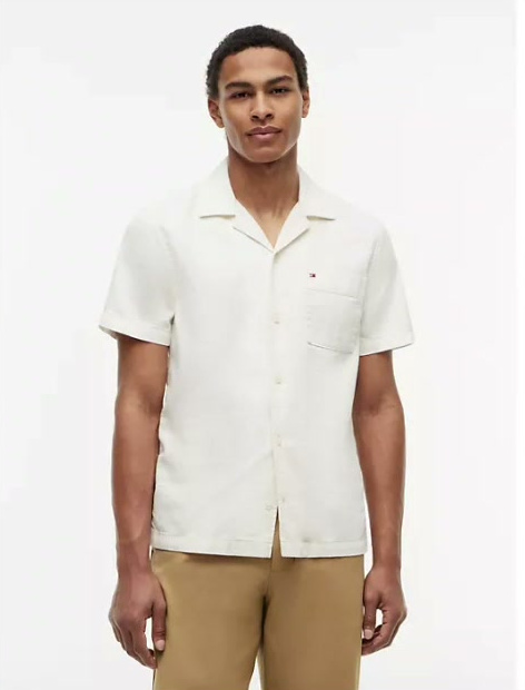 regular fit denim camp shirt