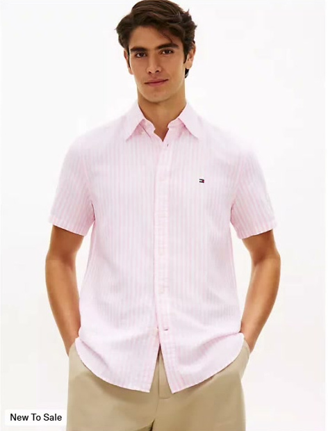 striped cotton linen blend shirt