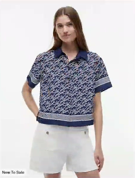 allover script monogram voile shirt