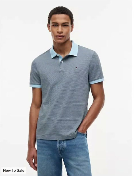 regular fit striped interlock polo