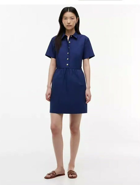 short sleeve gold button dress