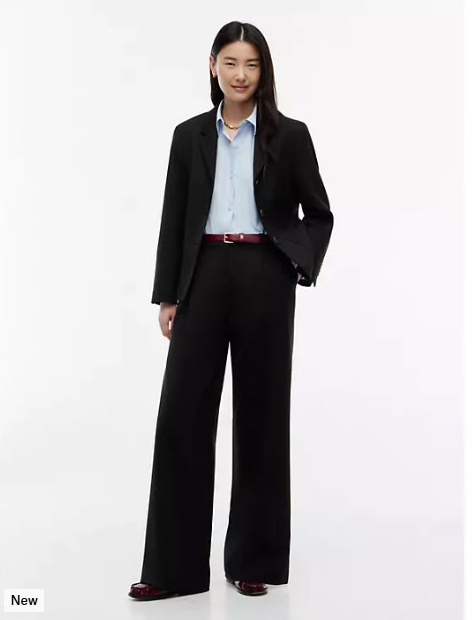 wool blend wide leg pant