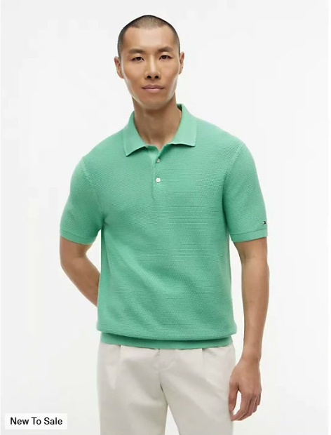 short sleeve waffled sweater polo