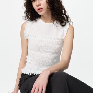 shirring top | sleeveless