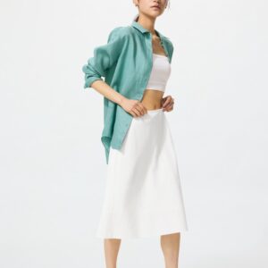 linen blend midi skirt | short
