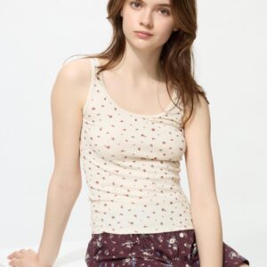 ribbed sleeveless top | flower