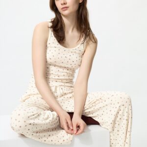 ribbed wide easy pants | flower