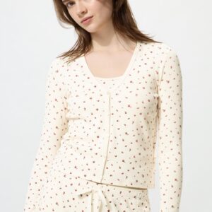 ribbed v neck cardigan | flower