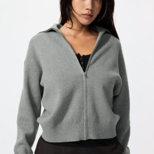 smooth cotton full zip cardigan