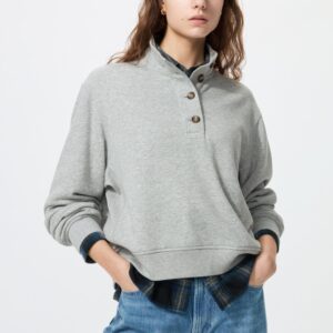 button up sweat pullover