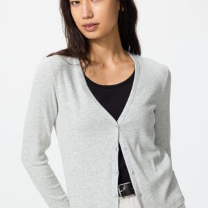 ribbed v neck cardigan