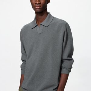 washable milano ribbed skipper polo sweater