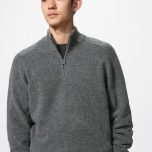 souffle yarn half zip sweater