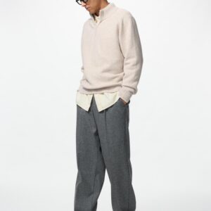 pleated wide pants | herringbone | tall