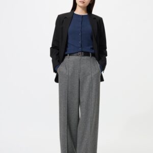 brushed jersey wide pants | herringbone
