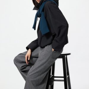 brushed jersey wide pants | herringbone | tall