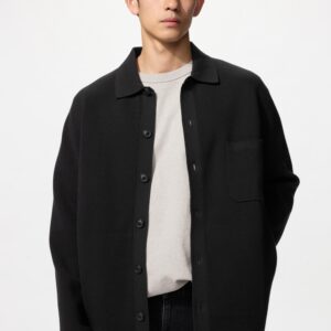 milano ribbed shirt collar cardigan