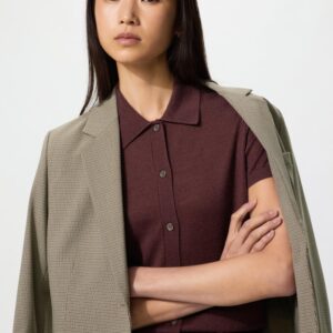 merino blend polo cardigan | short sleeve