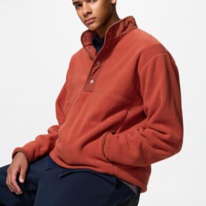 fleece button up pullover
