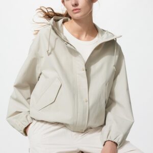 cotton blend short parka