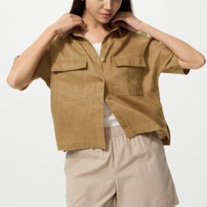 premium linen skipper boxy shirt | short sleeve