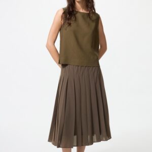 chiffon pleated midi skirt