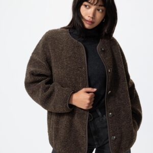 pile lined fleece relaxed cardigan