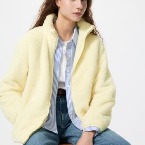 fluffy yarn fleece full zip jacket