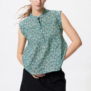 light cotton pintuck blouse | sleeveless