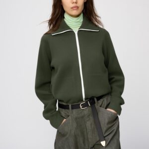 washable milano ribbed full zip cardigan