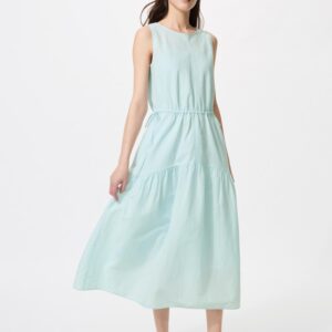 linen blend tiered dress