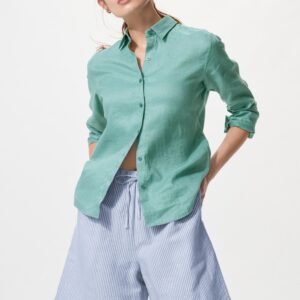 linen blend easy shorts | stripe