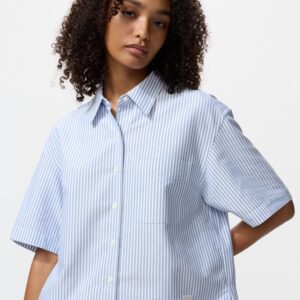 oxford boxy short sleeve shirt | striped