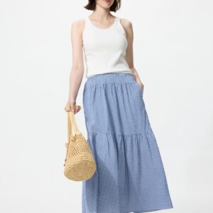 tiered maxi skirt | gingham