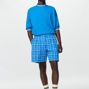 pleated shorts | 6" | check