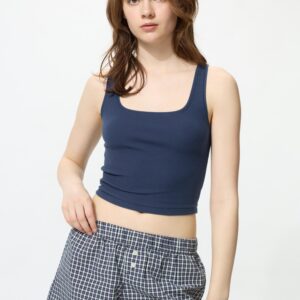 cropped square neck sleeveless top