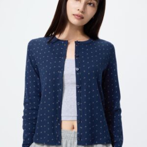 pointelle cardigan | printed