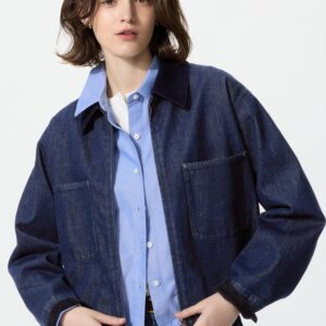 zip up short jacket | denim