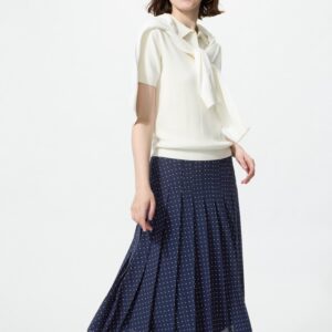 chiffon pleated midi skirt | print
