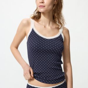 ribbed lace v neck camisole