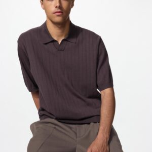 washable knitted skipper polo sweater