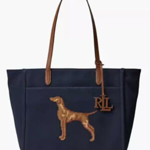 lauren ralph lauren — cameryn dog embroidered extra large tote handbag