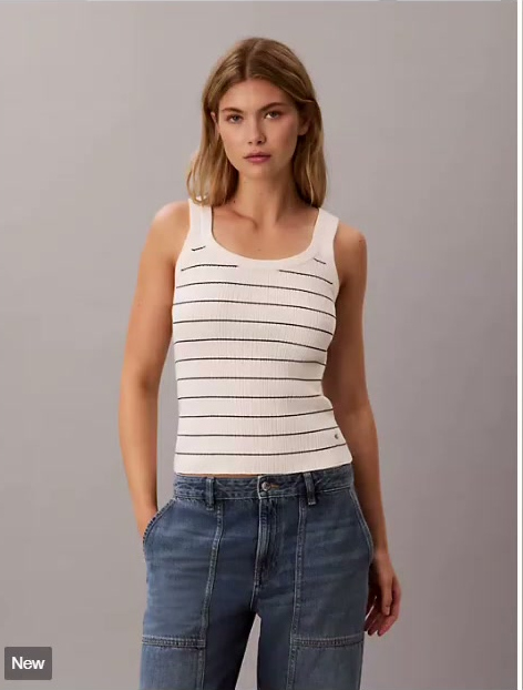 tech knit striped tank top