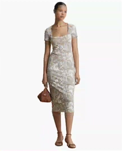 women's slim fit square neck short sleeve midi dress women's slim fit square neck short sleeve midi dress