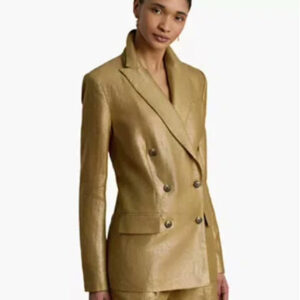 women's foiled peak lapels long sleeve blazer