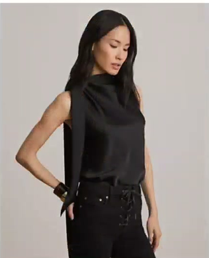 lauren ralph lauren — women's tie neck sleeveless blouse lauren ralph lauren — women's tie neck sleeveless blouse