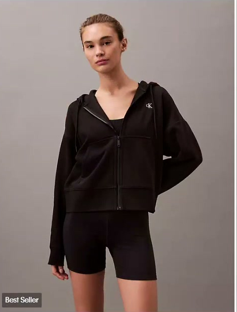 monogram fleece zip hoodie