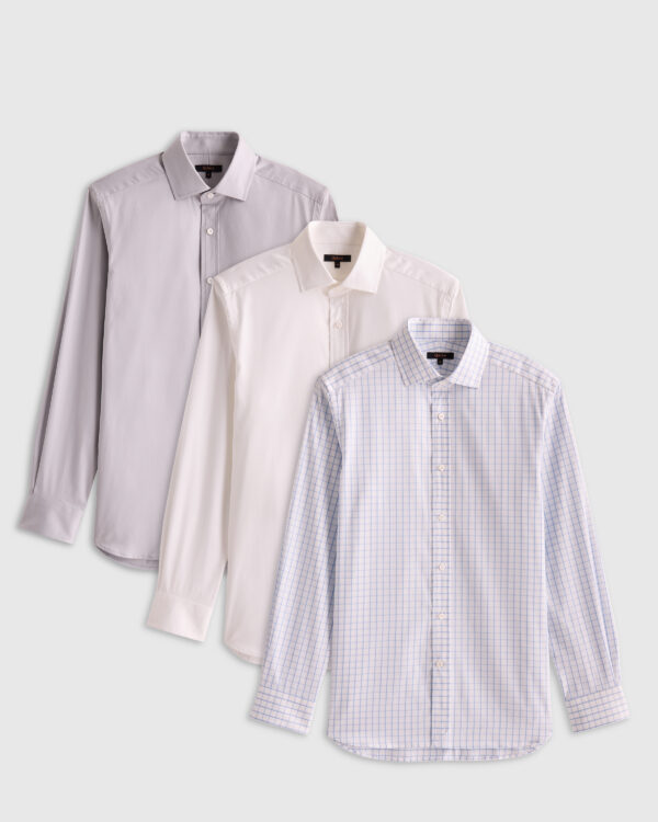 organic cotton stretch twill dress shirt 3 pack bundle